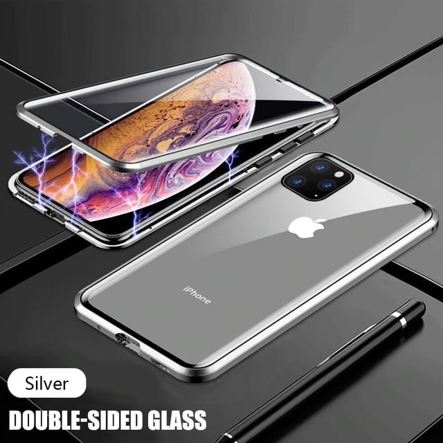 Silver Square Magnetic Adsorption Metal iPhone 12 Pro Case