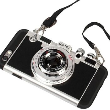 Vintage 3D camera phone case with neck strap