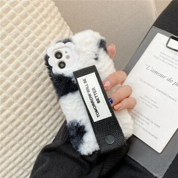 Black cow plush iPhone case