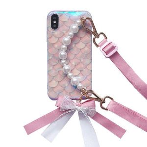 Mermaid iPhone Case With Pearl Strap