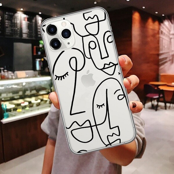 abstract face line art phone case