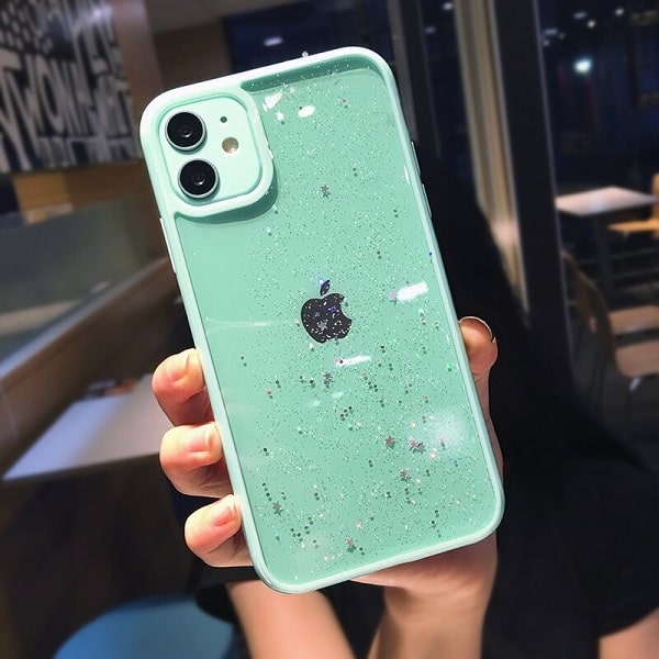 green Glitter Star iPhone 12 Case