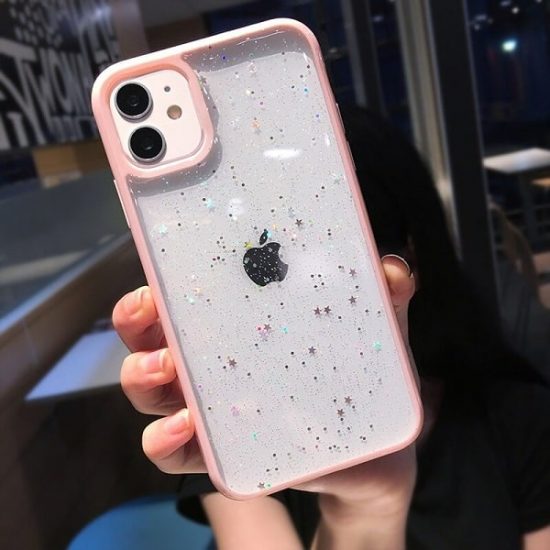 Pink Glitter Star iPhone 12 Case (2)