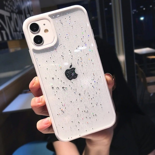 white Glitter Star iPhone 12 Case