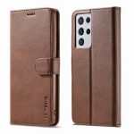 Brown Samsung Galaxy S21 Ultra 5G Leather Flip Wallet Case