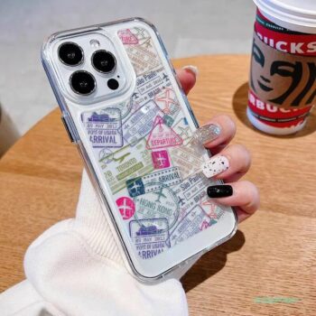 Passport stamp pattern clear phone case