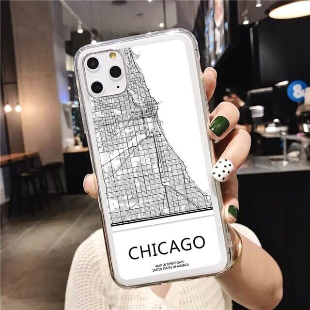 clear CHICAGO Map phone case