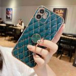 Green Quilted iPhone Case With Ring