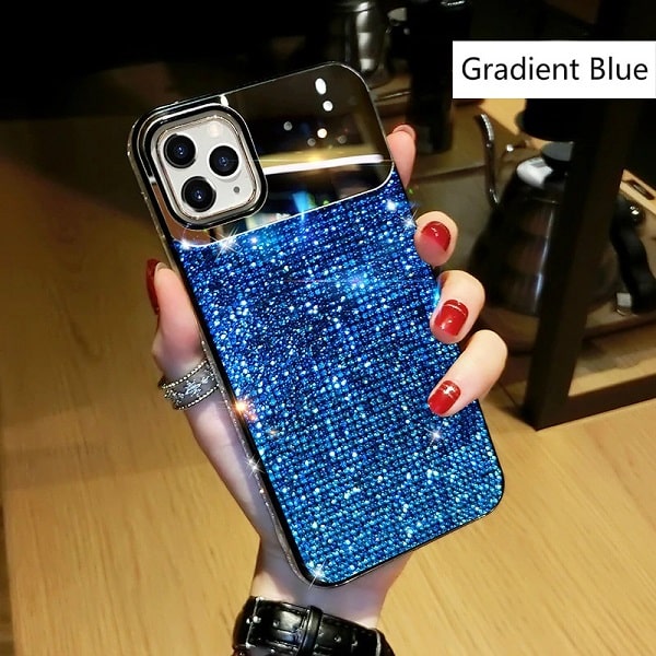 jewelled Blue iPhone case with mirror