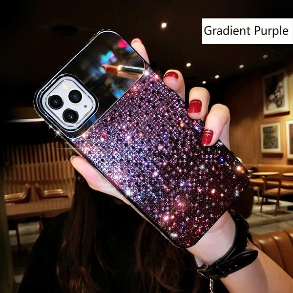 jewelled Purple iPhone case with mirror