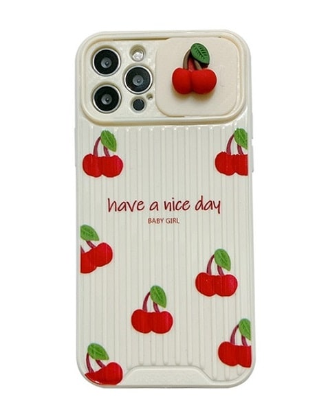 Cherry Phone Case With Slide Camera Lens Protection