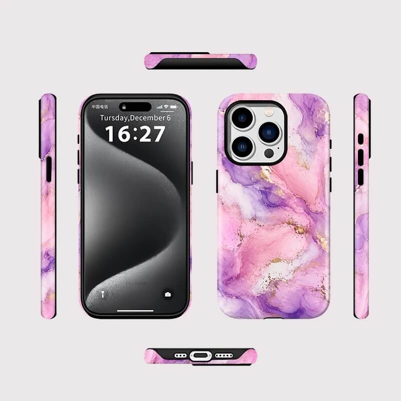 Purple Marble Case with Gold Accents Purple Marble Case with Gold Accents