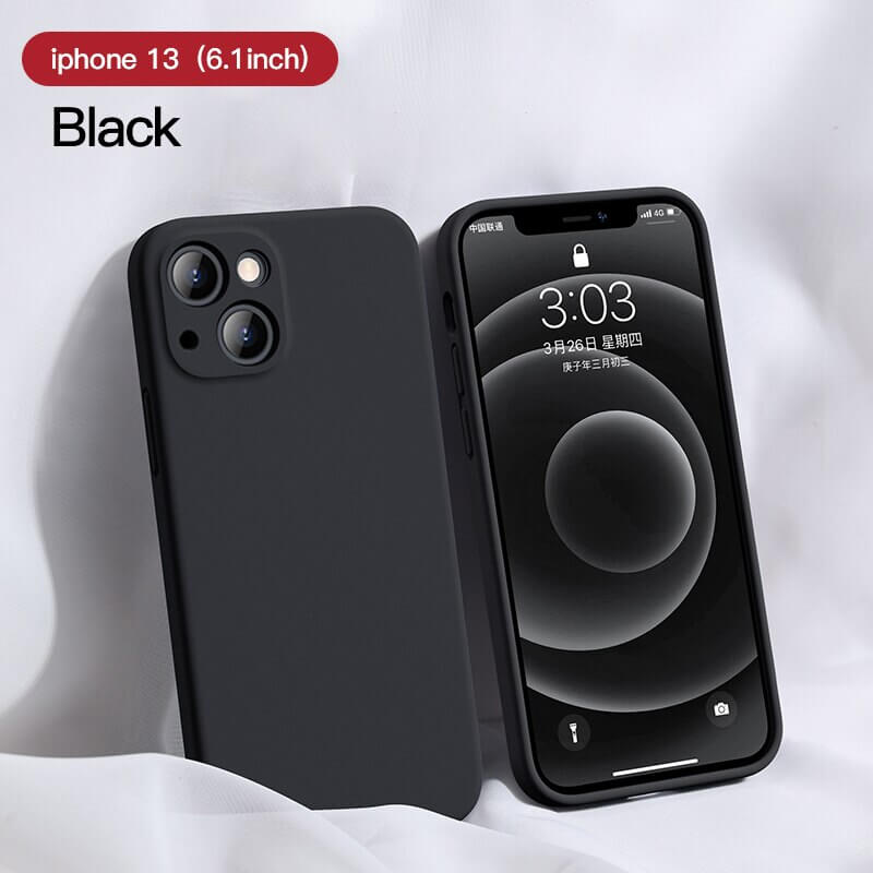 Black Candy Color Silicone iPhone 13 Case