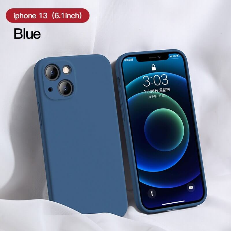 Blue Square Candy Color Silicone iPhone 13 Case