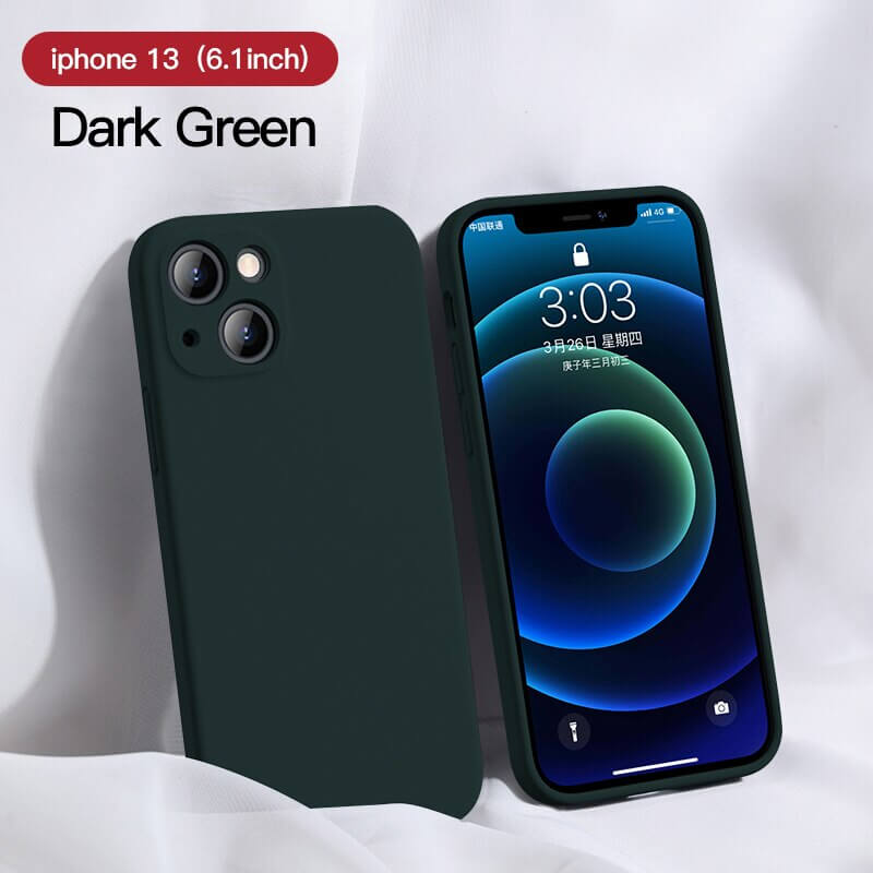 Dark green Square Candy Color Silicone iPhone 13 Case