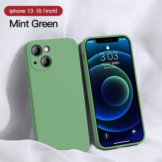 Mint Green Square Candy Color Silicone iPhone 13 Case