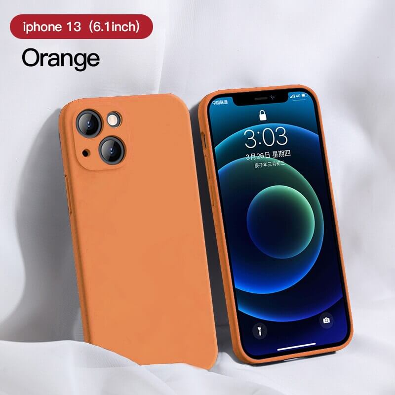 Orange Square Candy Color Silicone iPhone 13 Case
