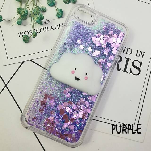Purple Glitter Squishy Cat Phone Case