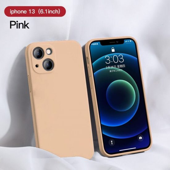 pink Square Candy Color Silicone iPhone 13 Case