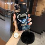 Black Heart Mirror case with Hair ball
