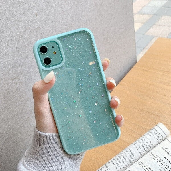 Green Shockproof Star Glitter iPhone 13 Pro Max Case