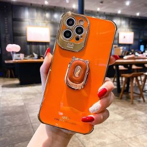 Orange Laser iPhone Case With Finger Ring