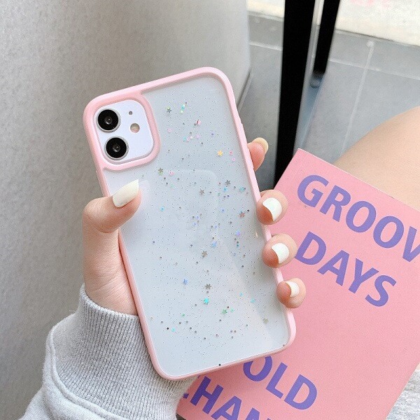 Pink Shockproof Star Glitter iPhone 13 Case