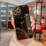 Black Love Heart iPhone Case With Hand Strap holder