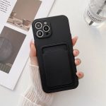 Black shockproof bumper case with pouch on back