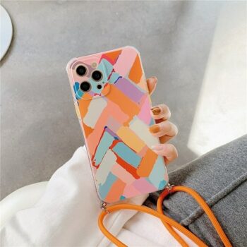 Graffiti Watercolor Painting Phone Case With Neck Cord