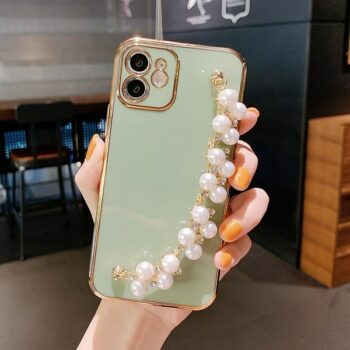 Hand Bracelet iPhone Case With Pearl Strap