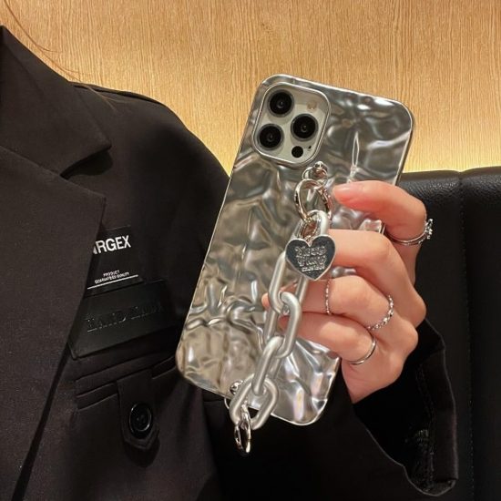 Silver Tin Foil Bracelet Phone Case With Chain Strap