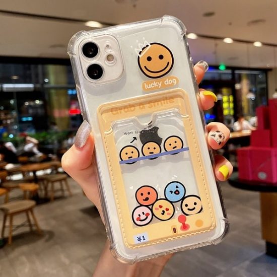 Smiley Face Phone Case With Card Pouch