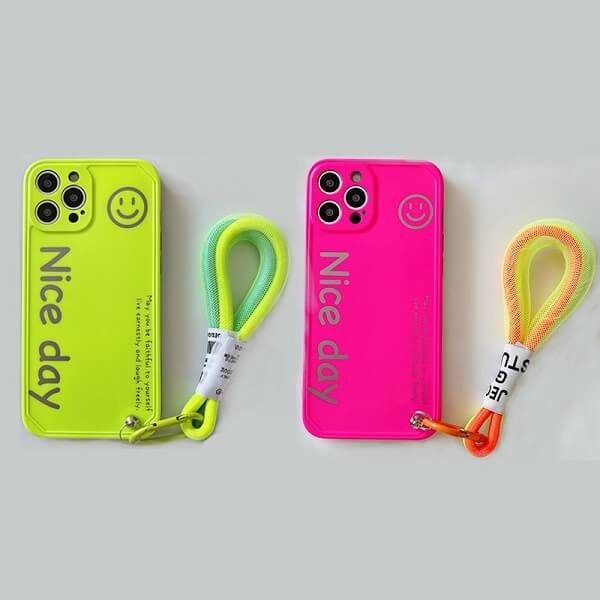 Smiley Fluorescence iPhone Case With Strap