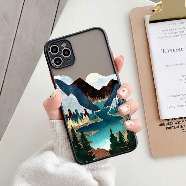 Sunset Mountain and sea iPhone Case