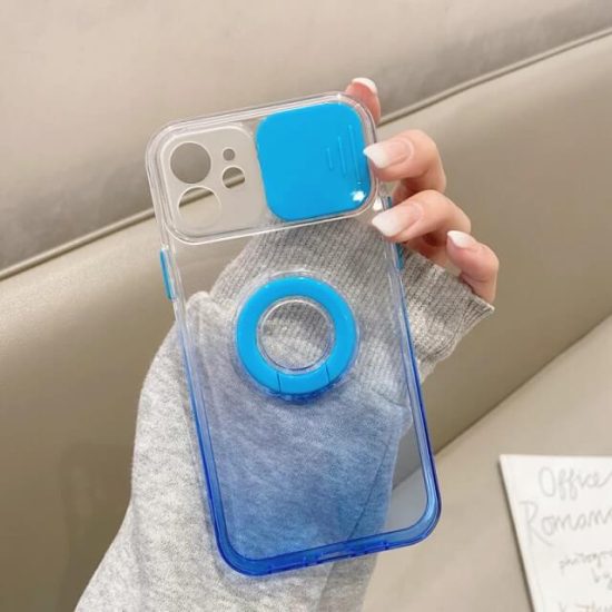 Blue Solid Color iPhone Case With Camera Lens Cover