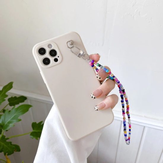 Candy Color iPhone Case With Charm Loop - Beige