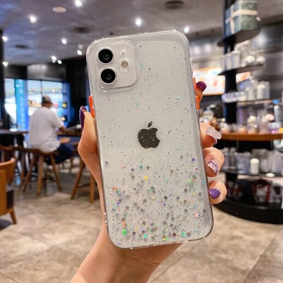 Clear bumper glitter star iPhone case