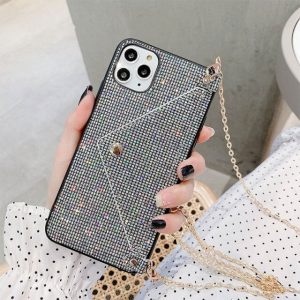 Diamond Envelope Wallet Phone Case With Gold Chain