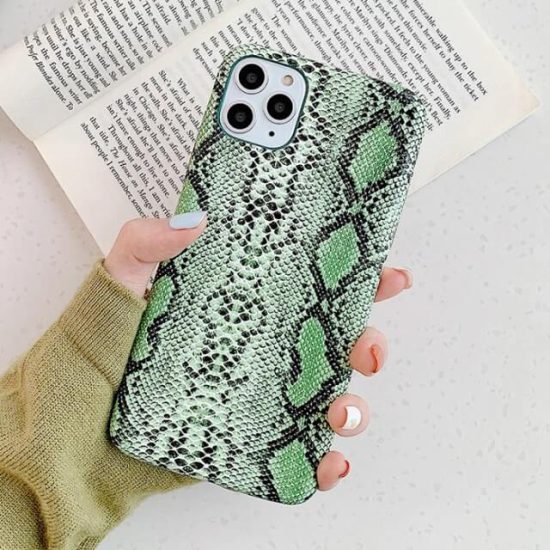 Green snakeskin phone case