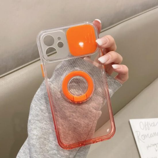 Orange Gradient Solid Color iPhone Case With Sliding Camera Cover