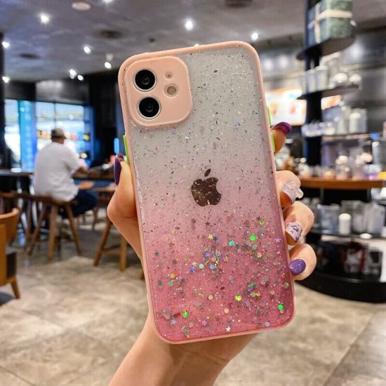 bumper glitter star phone case - Pink color