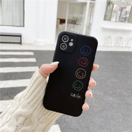 smile face in a dark iPhone case-black