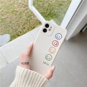 smile face in a dark phone case -White