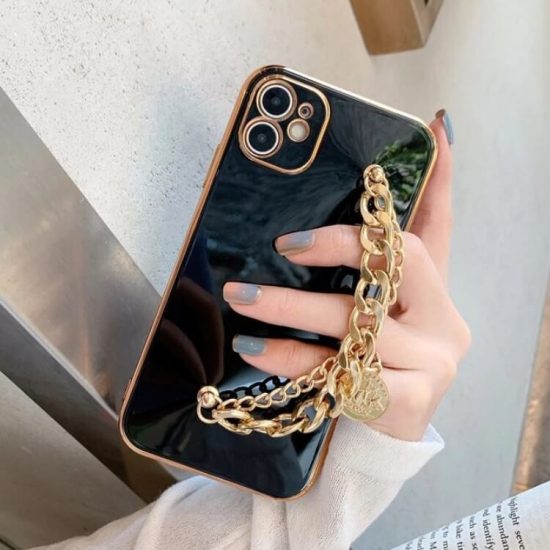 Electroplated Phone Case with Curb Chain