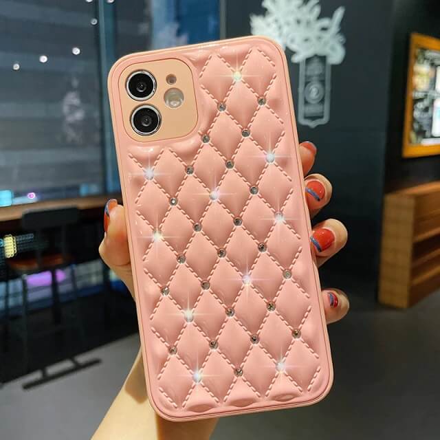 Quilted Diamond Leather Phone Case Cover