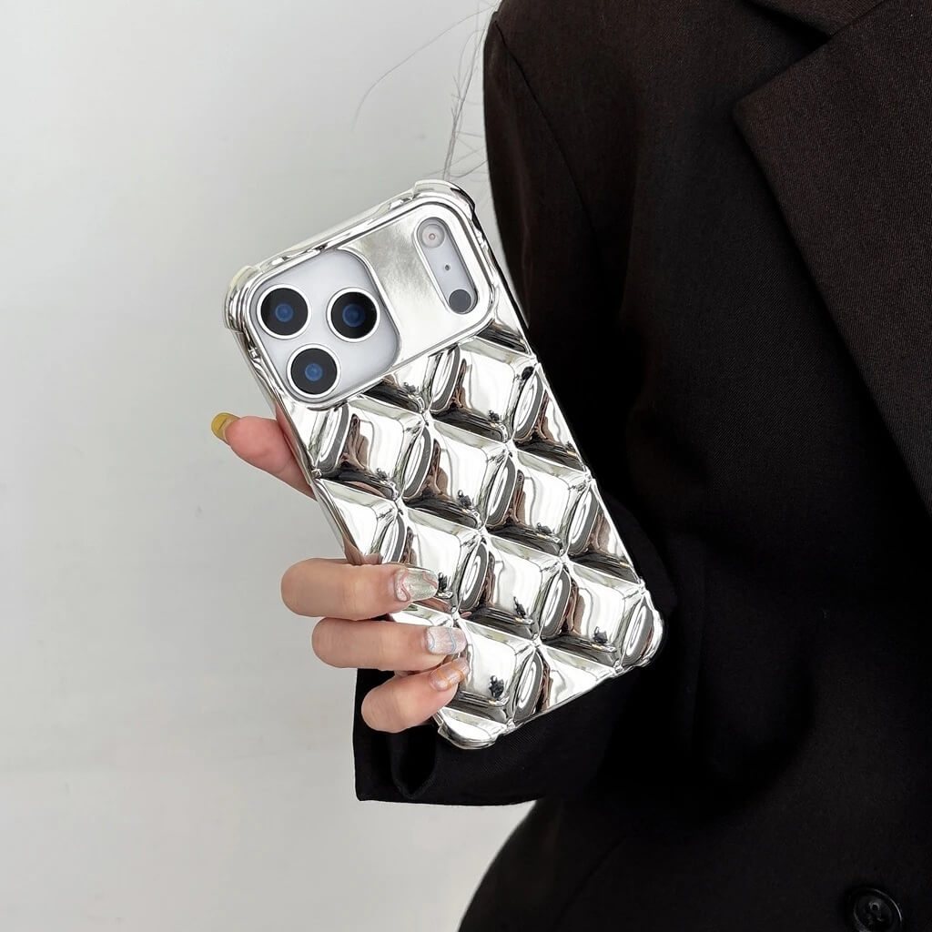 Silver Metallic Cube iPhone Case Silver Metallic Cube iPhone Case