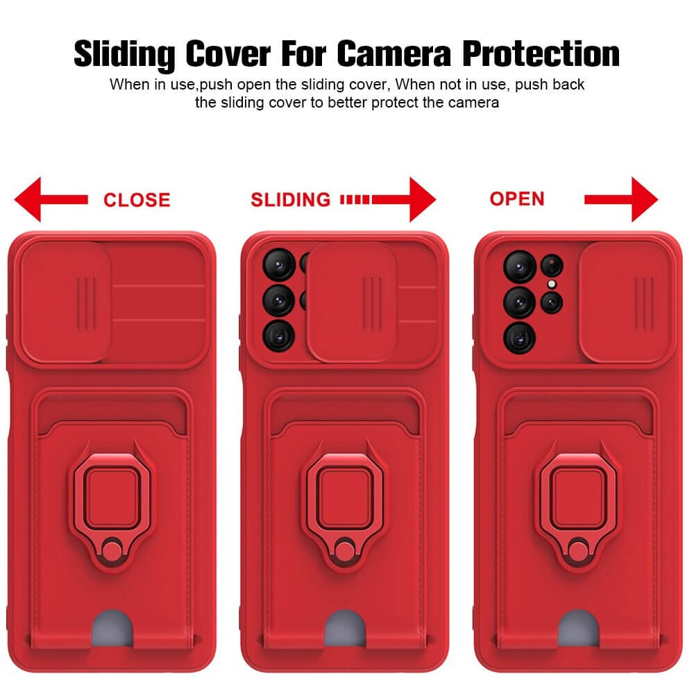 Slide Camera Lens Protection Samsung S22 Case with card holder