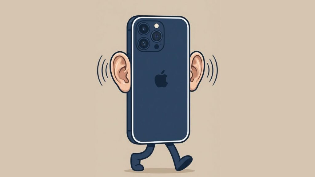 Illustration representing the common belief that smartphones listen to conversations Illustration representing the common belief that smartphones listen to conversations