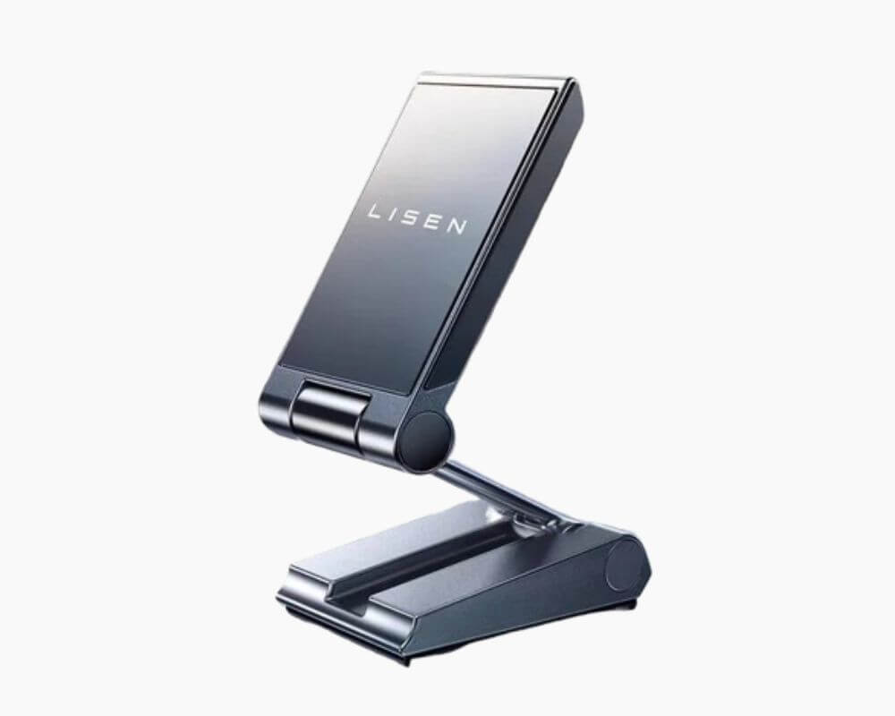 Adjustable foldable metal phone stand